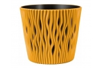 Ghiveci decorativ pentru flori, rotund, galben mustar, capacitate 3l, 16x18 cm
