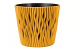 Ghiveci decorativ pentru flori, rotund, galben mustar, capacitate 3l, 16x18 cm