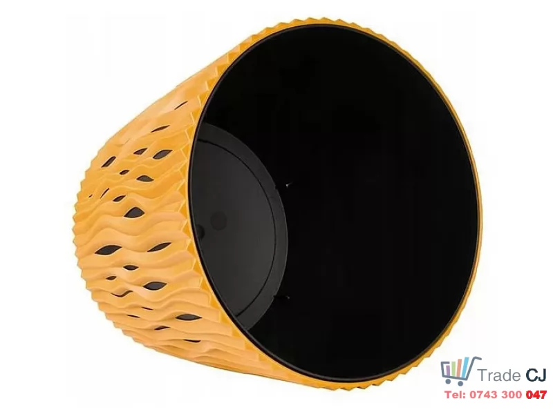 Ghiveci decorativ pentru flori, rotund, galben mustar, capacitate 3l, 16x18 cm