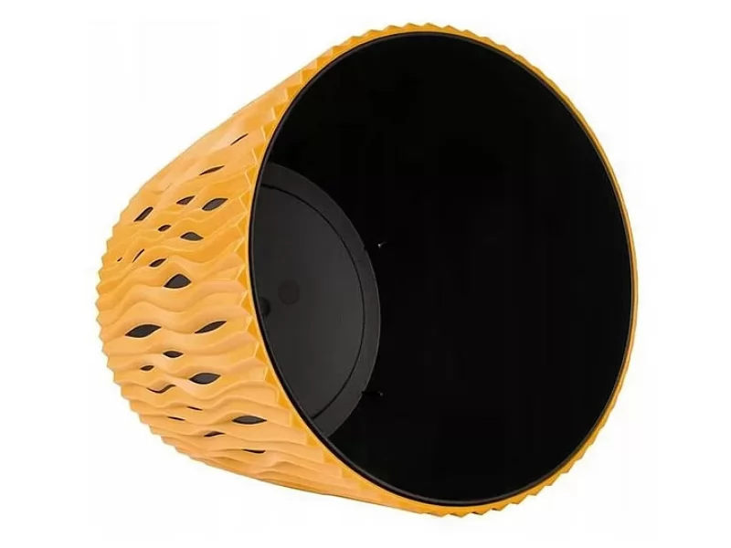 Ghiveci decorativ pentru flori, rotund, galben mustar, capacitate 3l, 16x18 cm