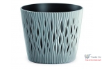 Ghiveci decorativ pentru flori, rotund, verde salvie, capacitate 3l, 16x18 cm