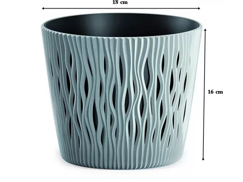 Ghiveci decorativ pentru flori, rotund, verde salvie, capacitate 3l, 16x18 cm