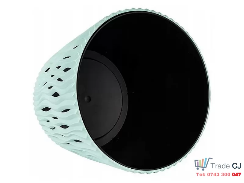 Ghiveci decorativ pentru flori, rotund, verde salvie, capacitate 3l, 16x18 cm
