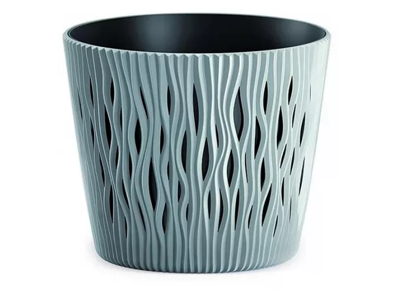 Ghiveci decorativ pentru flori, rotund, verde salvie, capacitate 3l, 16x18 cm