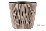 Ghiveci decorativ pentru flori, rotund, cafeniu, capacitate 3l, 16x18 cm