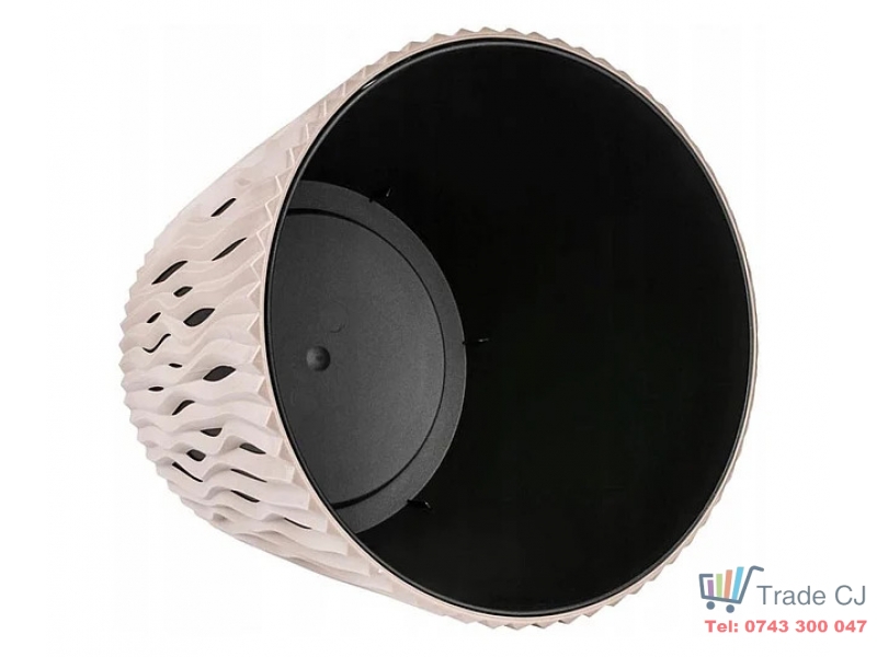 Ghiveci decorativ pentru flori, rotund, cafeniu, capacitate 3l, 16x18 cm
