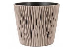 Ghiveci decorativ pentru flori, rotund, cafeniu, capacitate 3l, 16x18 cm