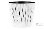 Ghiveci decorativ pentru flori, rotund, alb, capacitate 3l, 16x18 cm