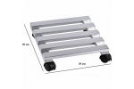 Suport din lemn mobil cu 4 roti pentru ghivece de flori, 30x30 cm, max 50 kg, culoare argintie
