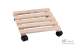 Suport din lemn mobil cu 4 roti pentru ghivece de flori, 30x30 cm, max 50 kg