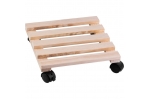 Suport din lemn mobil cu 4 roti pentru ghivece de flori, 30x30 cm, max 50 kg