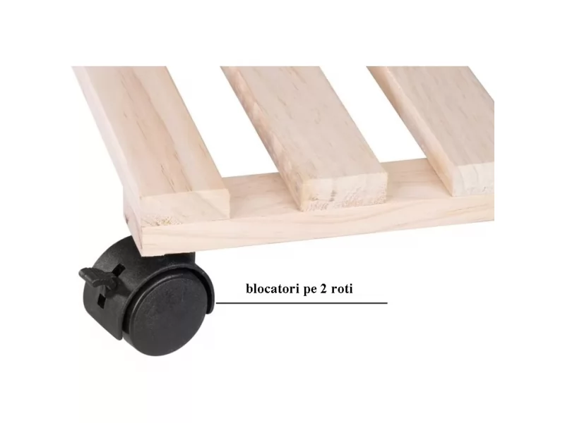 Suport din lemn mobil cu 4 roti pentru ghivece de flori, 30x30 cm, max 50 kg