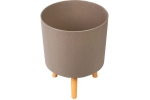 Ghiveci plastic cu 3 picioare pentru flori, CoffePowder, capacitate 3.75 litri, 20x26 cm