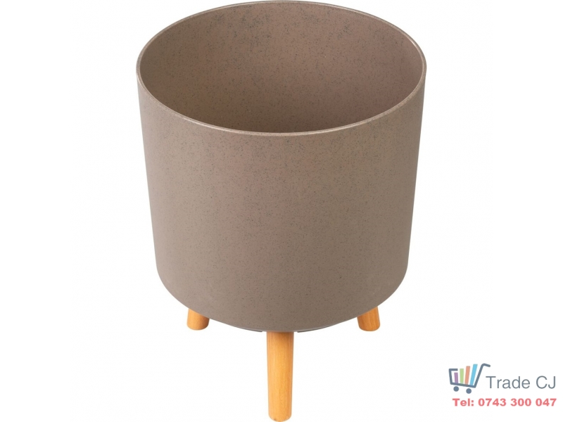 Ghiveci plastic cu 3 picioare pentru flori, CoffePowder, capacitate 3.75 litri, 20x26 cm