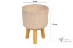 Ghiveci plastic cu 3 picioare pentru flori, BambooFiber, capacitate 3.75 litri, 20x26 cm