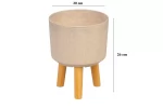 Ghiveci plastic cu 3 picioare pentru flori, BambooFiber, capacitate 3.75 litri, 20x26 cm