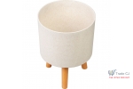 Ghiveci plastic cu 3 picioare pentru flori, WhiteWheat, capacitate 3.75 litri, 20x26 cm