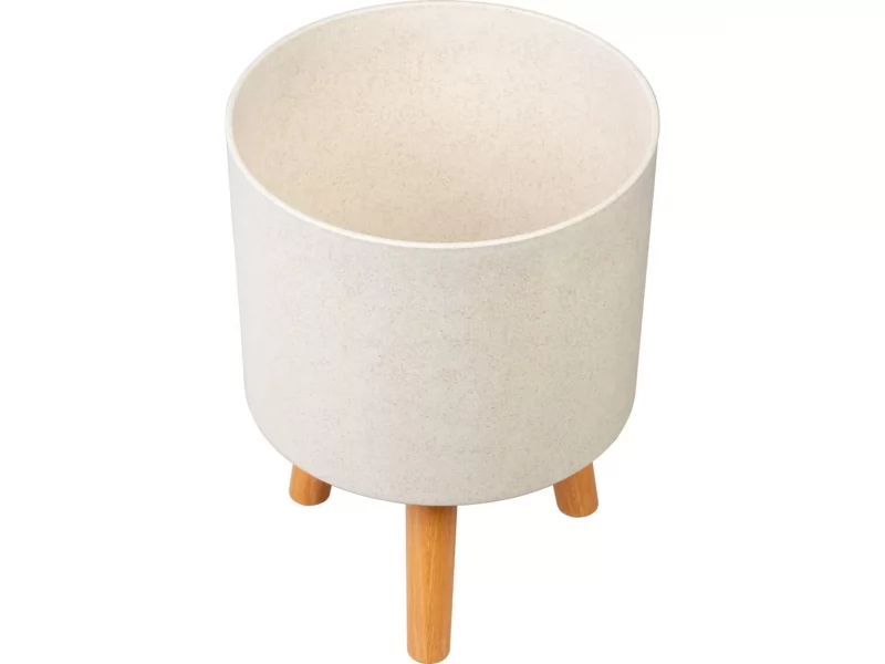 Ghiveci plastic cu 3 picioare pentru flori, WhiteWheat, capacitate 3.75 litri, 20x26 cm