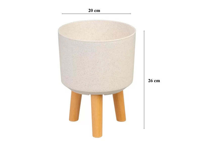 Ghiveci plastic cu 3 picioare pentru flori, WhiteWheat, capacitate 3.75 litri, 20x26 cm