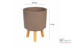 Ghiveci plastic cu 3 picioare pentru flori, CoffePowder, capacitate 7.75 litri, 24.5x31 cm