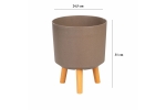 Ghiveci plastic cu 3 picioare pentru flori, CoffePowder, capacitate 7.75 litri, 24.5x31 cm