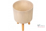 Ghiveci plastic cu 3 picioare pentru flori, BambooFiber, capacitate 7.75 litri, 24.5x31 cm