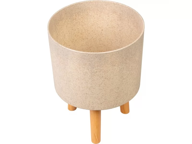Ghiveci plastic cu 3 picioare pentru flori, BambooFiber, capacitate 7.75 litri, 24.5x31 cm