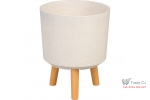 Ghiveci plastic cu 3 picioare pentru flori, WhiteWheat, capacitate 7.75 litri, 24.5x31 cm
