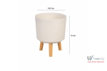 Ghiveci plastic cu 3 picioare pentru flori, WhiteWheat, capacitate 7.75 litri, 24.5x31 cm