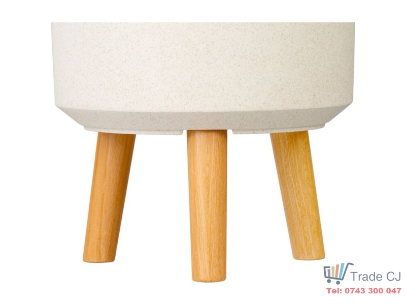 Ghiveci plastic cu 3 picioare pentru flori, WhiteWheat, capacitate 7.75 litri, 24.5x31 cm