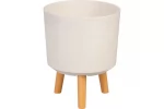 Ghiveci plastic cu 3 picioare pentru flori, WhiteWheat, capacitate 7.75 litri, 24.5x31 cm
