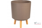 Ghiveci plastic cu 3 picioare pentru flori, CoffePowder, capacitate 15.5 litri, 30x37 cm