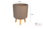 Ghiveci plastic cu 3 picioare pentru flori, CoffePowder, capacitate 15.5 litri, 30x37 cm