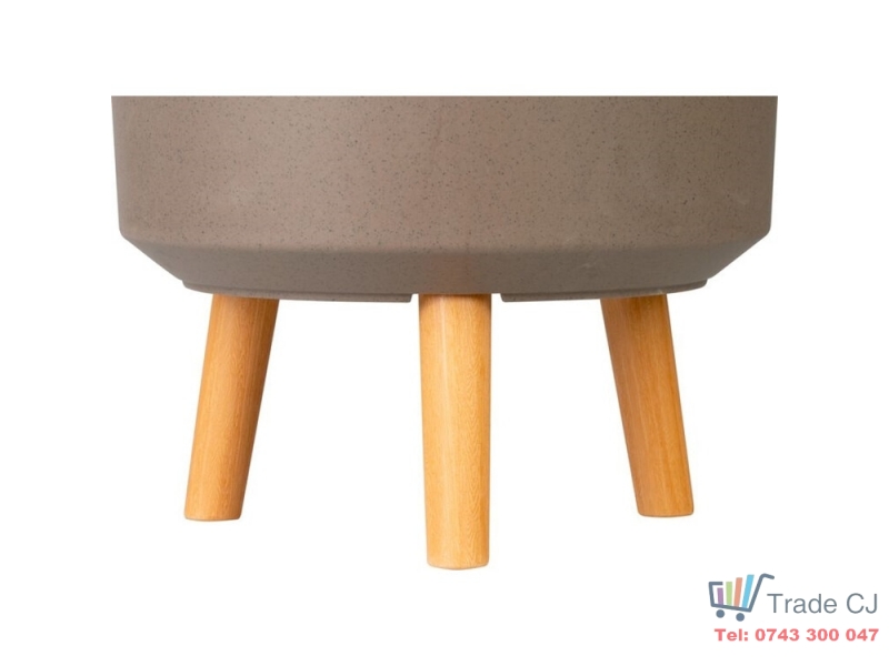 Ghiveci plastic cu 3 picioare pentru flori, CoffePowder, capacitate 15.5 litri, 30x37 cm