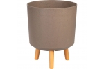 Ghiveci plastic cu 3 picioare pentru flori, CoffePowder, capacitate 15.5 litri, 30x37 cm