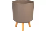 Ghiveci plastic cu 3 picioare pentru flori, CoffePowder, capacitate 15.5 litri, 30x37 cm