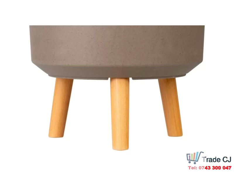 Ghiveci plastic cu 3 picioare pentru flori, CoffePowder, capacitate 15.5 litri, 30x37 cm