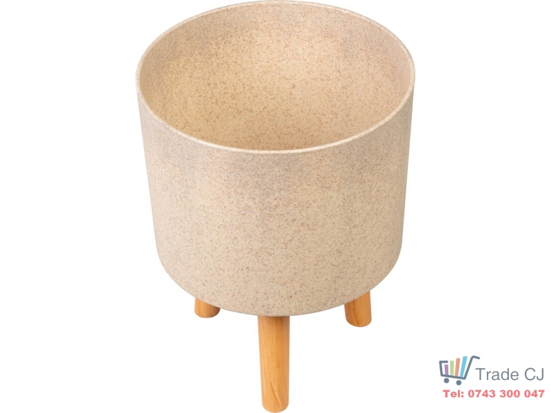 Ghiveci plastic cu 3 picioare pentru flori, BambooFiber, capacitate 15.5 litri, 30x37 cm