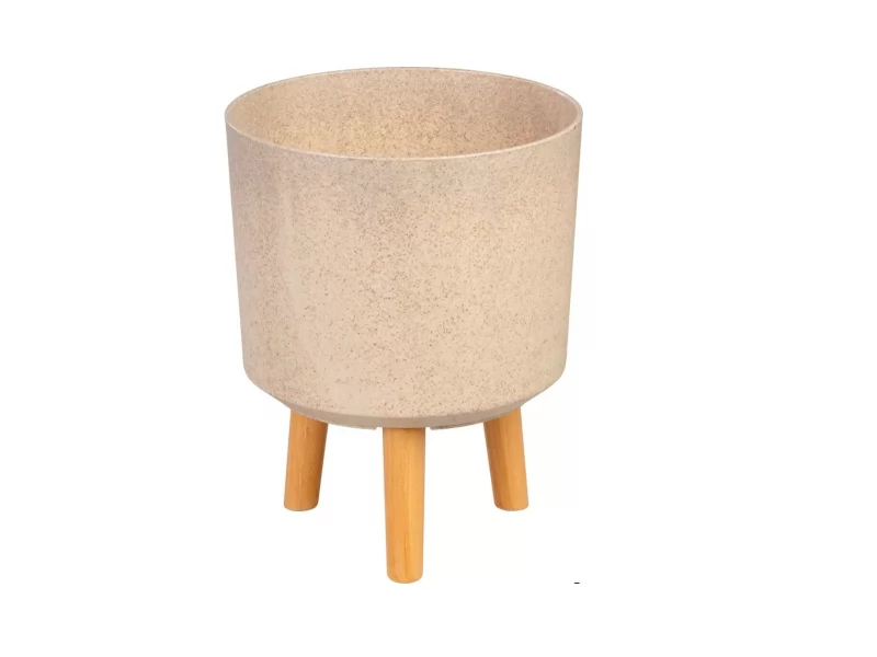 Ghiveci plastic cu 3 picioare pentru flori, BambooFiber, capacitate 15.5 litri, 30x37 cm