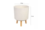 Ghiveci plastic cu 3 picioare pentru flori, WhiteWheat, capacitate 15.5 litri, 30x37 cm