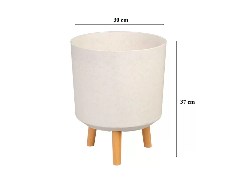 Ghiveci plastic cu 3 picioare pentru flori, WhiteWheat, capacitate 15.5 litri, 30x37 cm