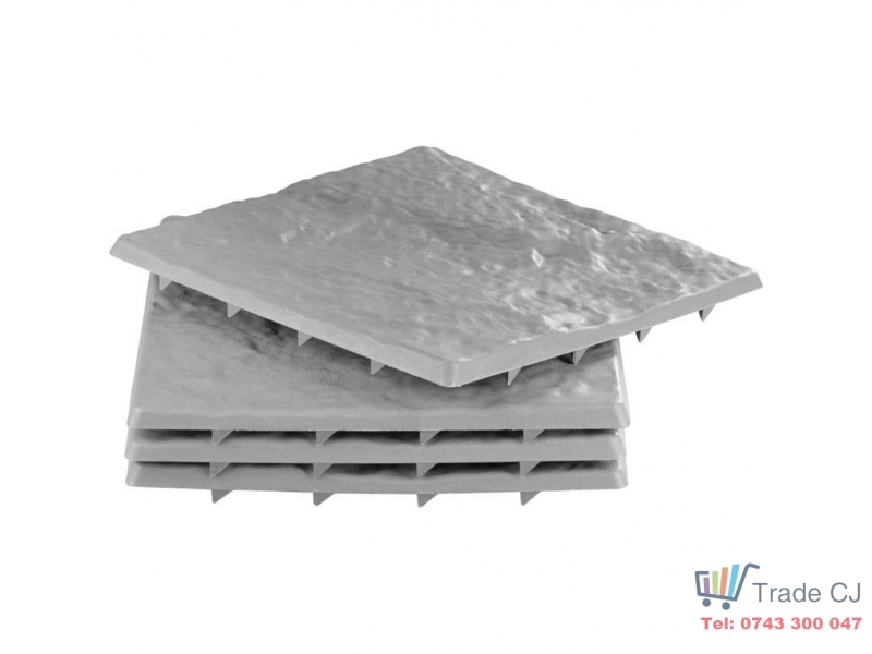 Set 4 bucati podea gradina, din plastic PP, 30x30 cm, culoare gri, efect piatra