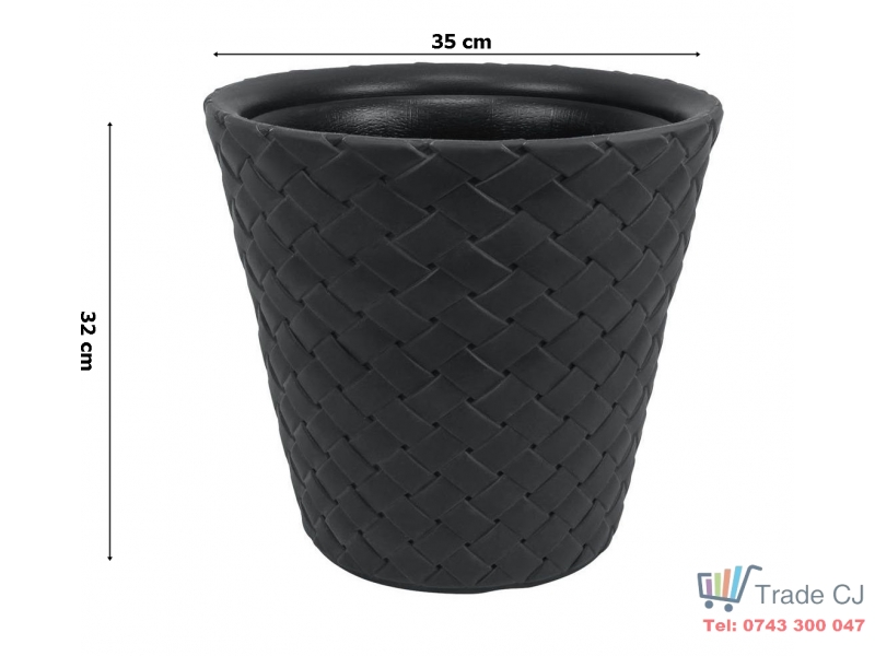 Ghiveci flori RoundMatuba,gri,diametru 35 cm,inaltime 32 cm