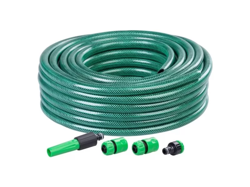 Set furtun cu accesorii pentru gradina, 3 straturi, conectica 1 2, lungime 10 m, presiune max 12 bar, rezistent UV