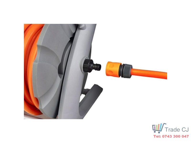 Furtun cu derulator si accesorii stropit, conectica 1 2 si 3 4, 3 straturi, 20+2m, max 24 bar
