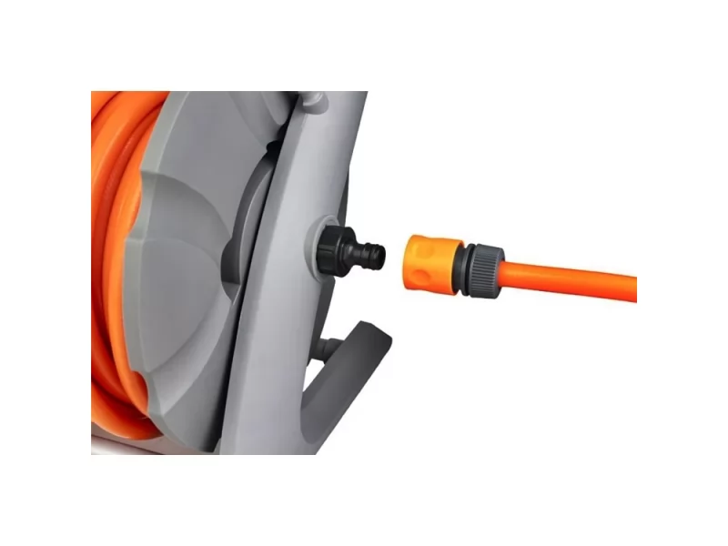 Furtun cu derulator si accesorii stropit, conectica 1 2 si 3 4, 3 straturi, 20+2m, max 24 bar