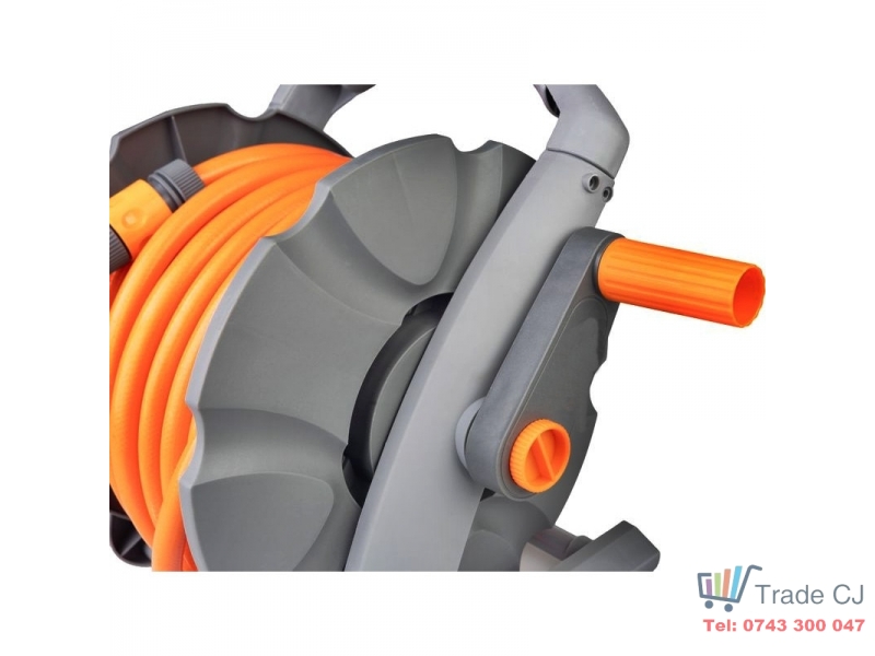 Furtun cu derulator si accesorii stropit, conectica 1 2 si 3 4, 3 straturi, 20+2m, max 24 bar