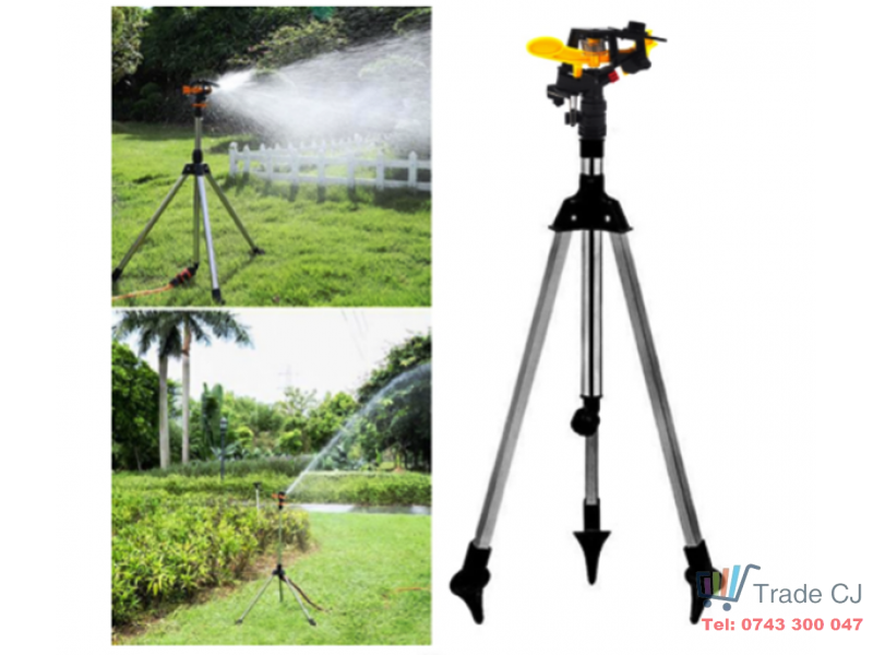 Aspersor cu picioare metalice,rotativ pentru gradina cu trepied 55-93 cm cu sistem prindere 3 4