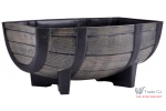 Ghiveci decorativ Half-Barrel Natur din plastic pentru terase sau gradini 41.5x30x19cm