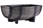 Ghiveci decorativ Half-Barrel Natur din plastic pentru terase sau gradini 41.5x30x19cm